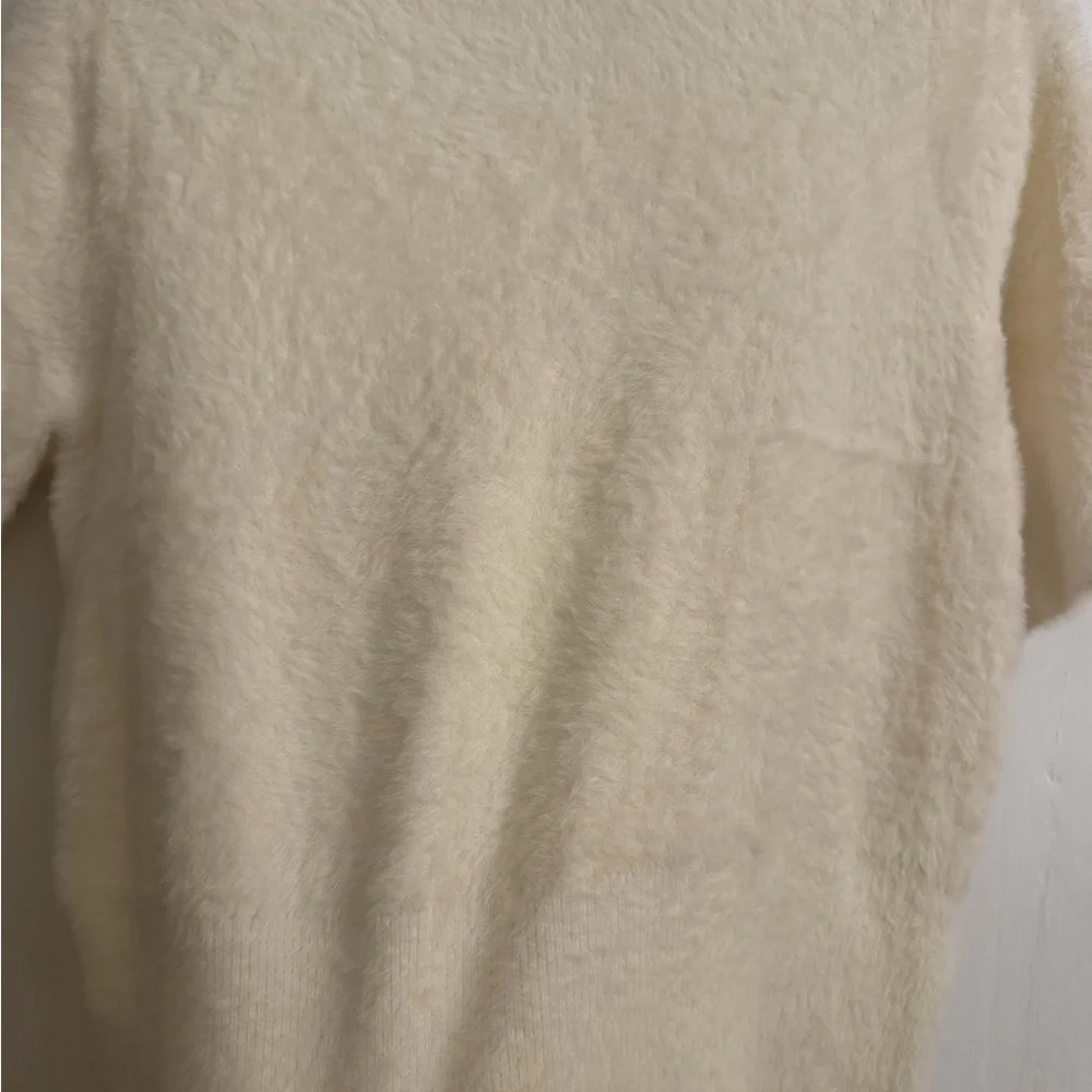 Soft Ivory Short-Sleeve Mock Neck Sweater - Picture 2 of 6